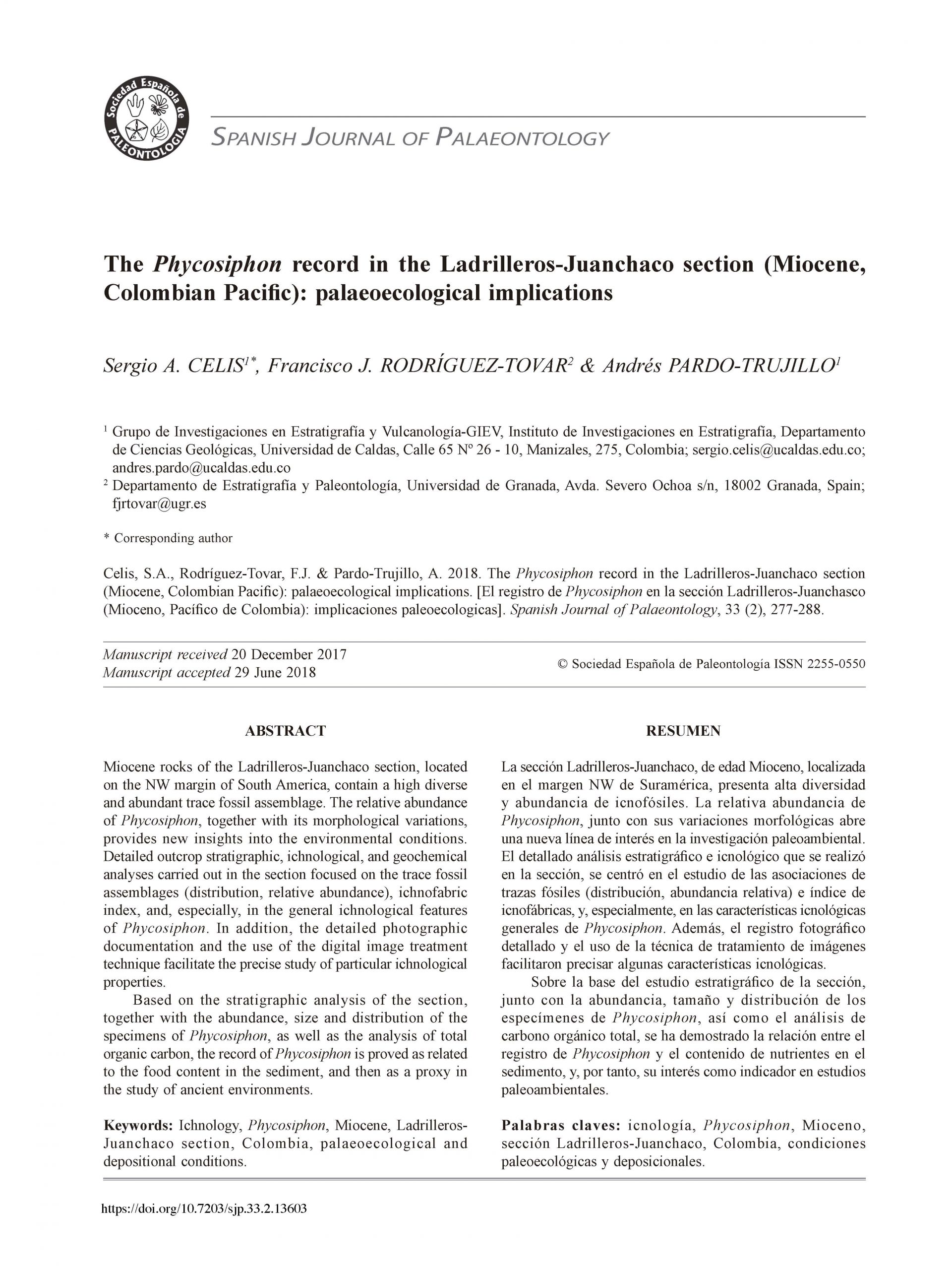 En este momento estás viendo The Phycosiphon record in the Ladrilleros-Juanchaco section (Miocene, Colombian Pacifi c): palaeoecological implications │ 2018